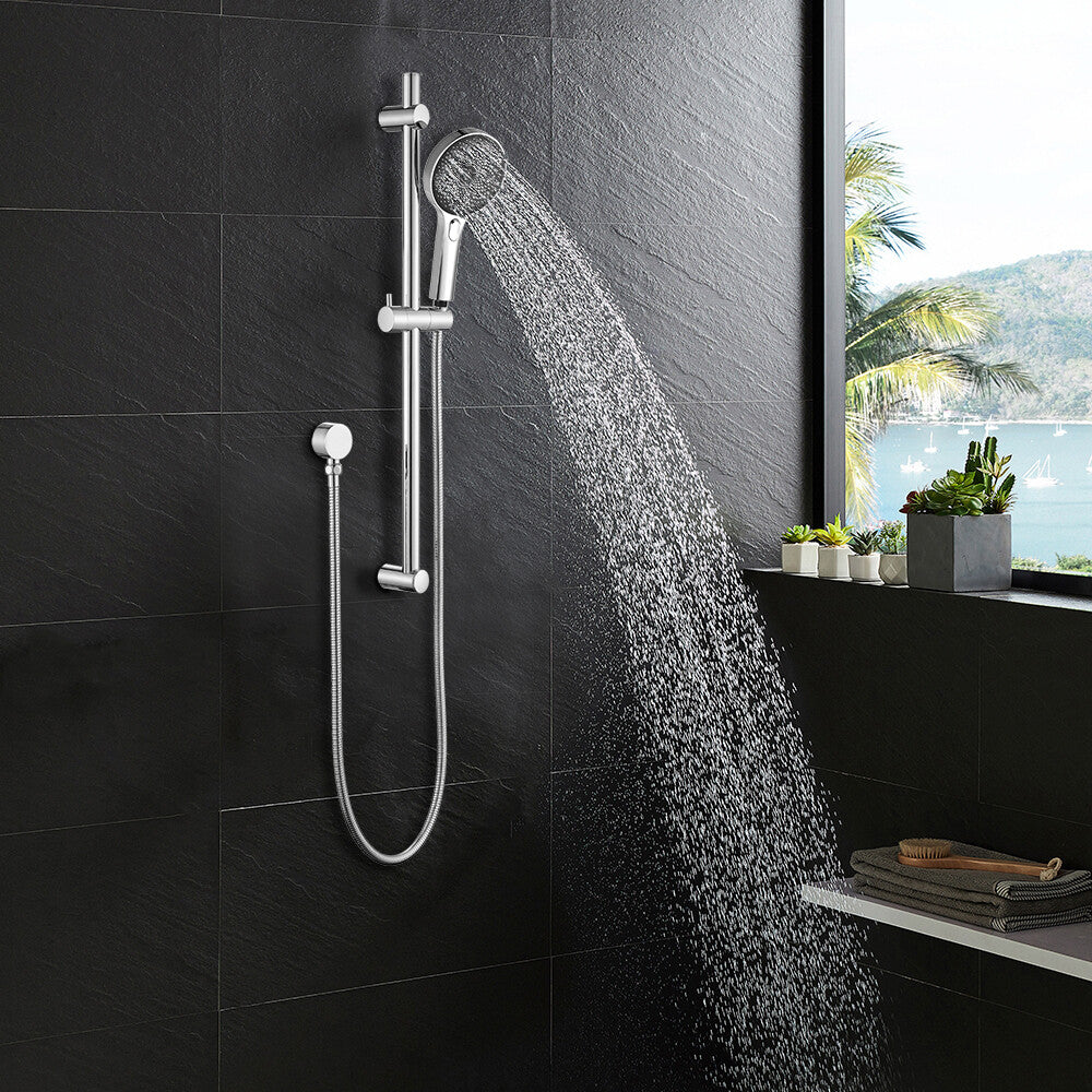 Decaura Hand Held Shower Head on Sliding Bar Chrome Shower Rail Set 3-Mode