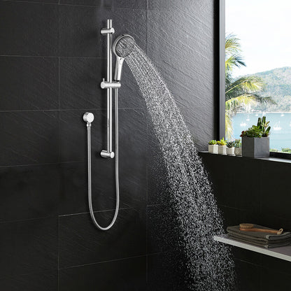 Decaura Hand Held Shower Head on Sliding Bar Chrome Shower Rail Set 3-Mode