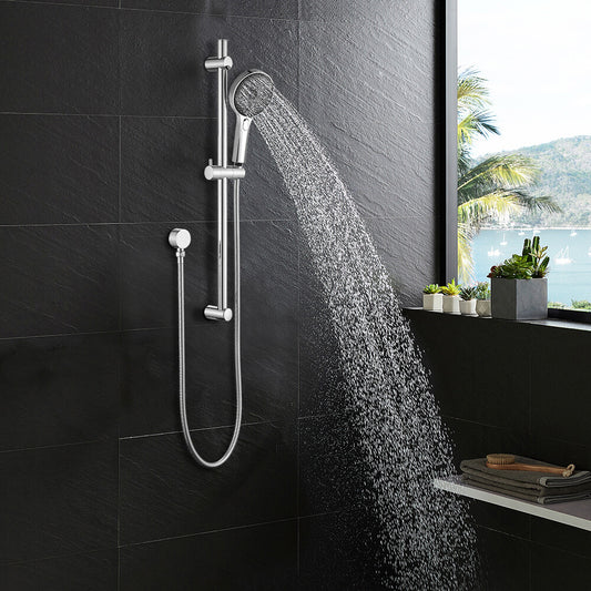 Decaura Hand Held Shower Head on Sliding Bar Chrome Shower Rail Set 3-Mode