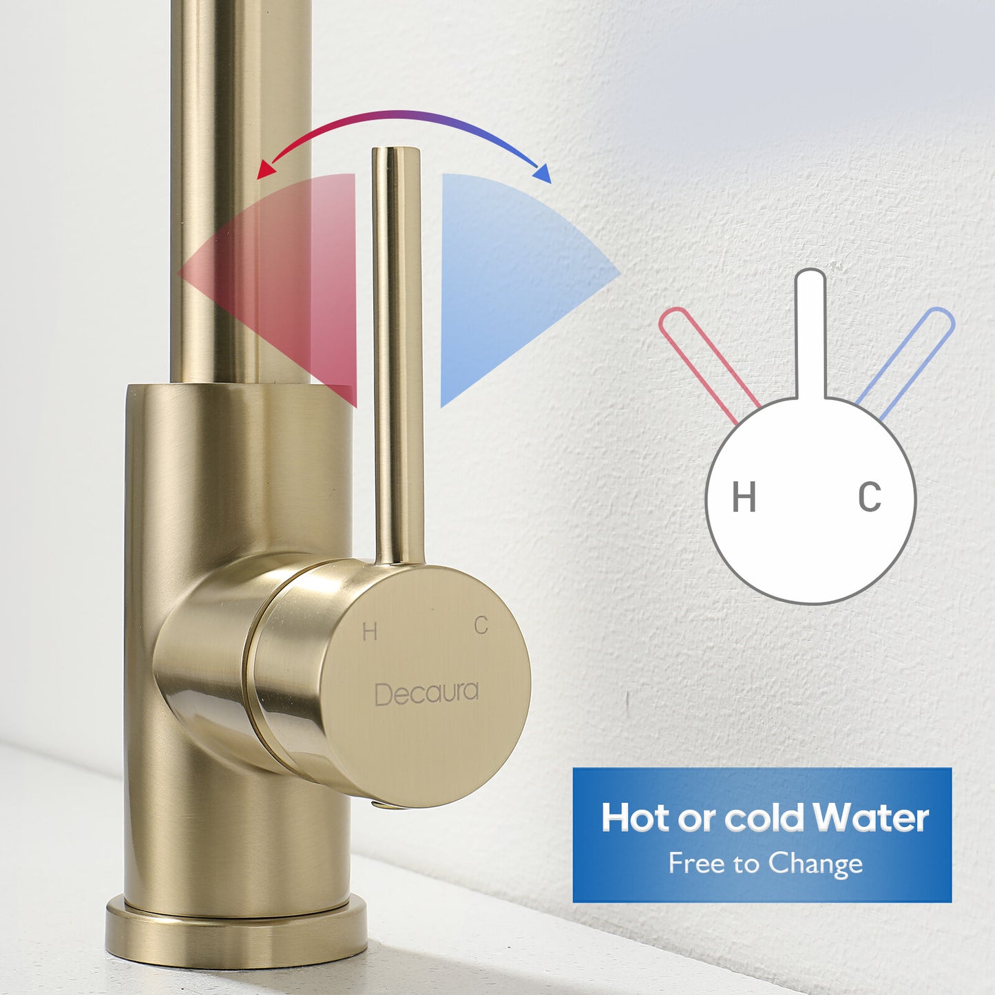 Decaura Kitchen Mixer Tap Pull Out Brushed Gold with Stainless Steel Spray Head