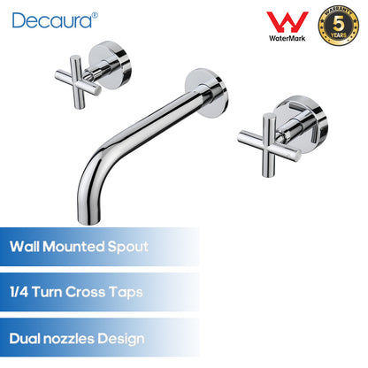 Decaura Basin Spout and Shower Taps Set Wall Mount 1/4 Turn Mixer Cold Hot WELS