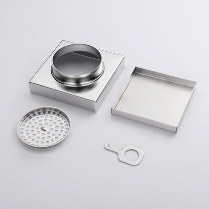 Tile Insert Square Shower Drain Grate 50mm/80mm Waste Outlet Brushed/Gold/Black