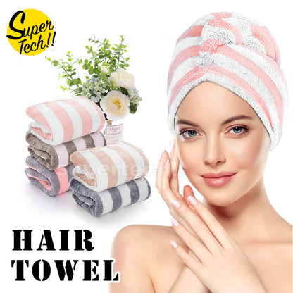 Fast Dry Microfibre Hair Towel Drying Turban Bath Head Wrap Hat Spa Cap AU