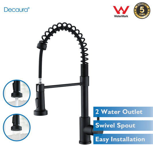 Decaura Kitchen Mixer Tap pull out Sink Faucet Black 2-Mode Spray and swivel