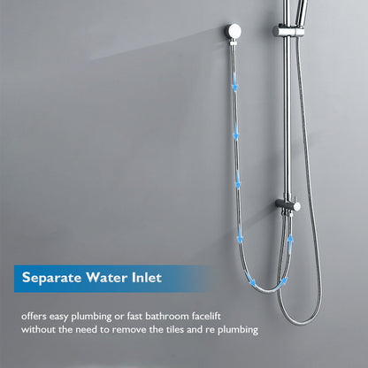 Decaura Shower Head Set 2-Hose Design Square 8" Rain Shower Wall Tapware Chrome