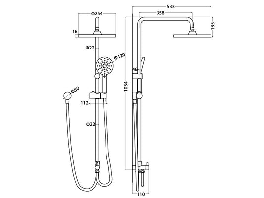 Decaura 10" Rain Shower Head Set Chrome/Black Shower Mixer Tap Wall Tapware