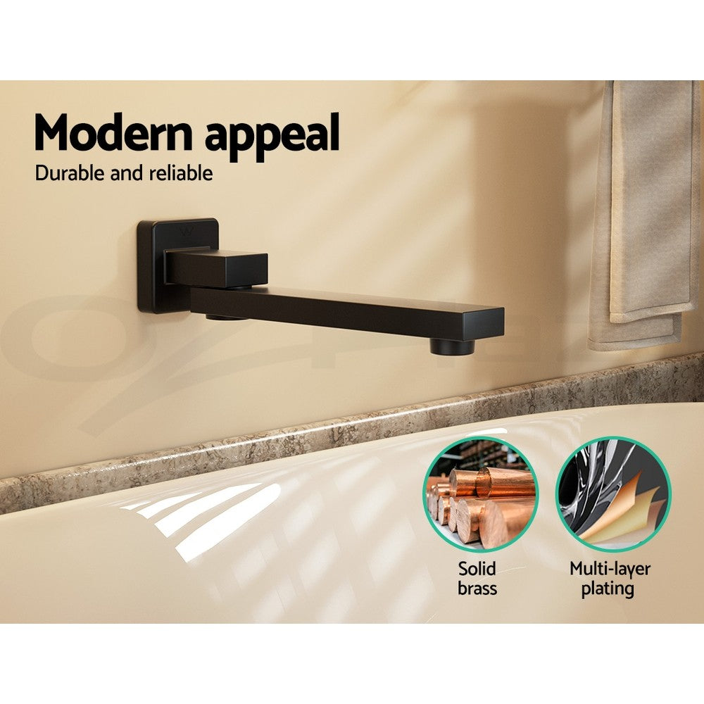 Cefito Bathroom Tap Wall Bath Spout 180 Swivel Bathtub Shower Mixer Square Black