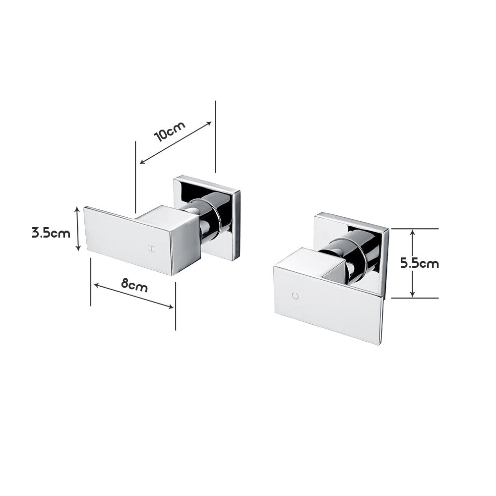 Watermark 1/4 Turn Shower Taps Square Chrome Wall Top Assemblies Bathroom
