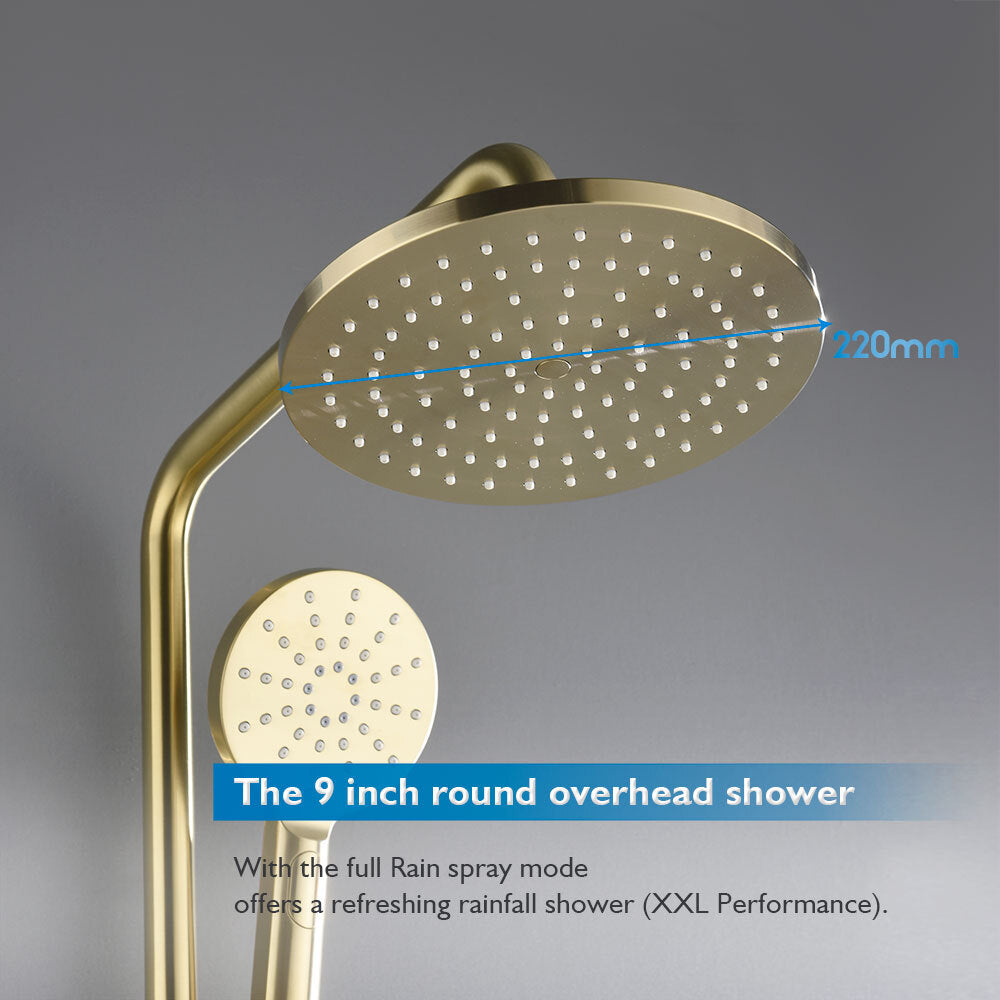 Decaura 9" or 10" Shower Head Set Gooseneck Chrome Black Golden Wall Shower Taps