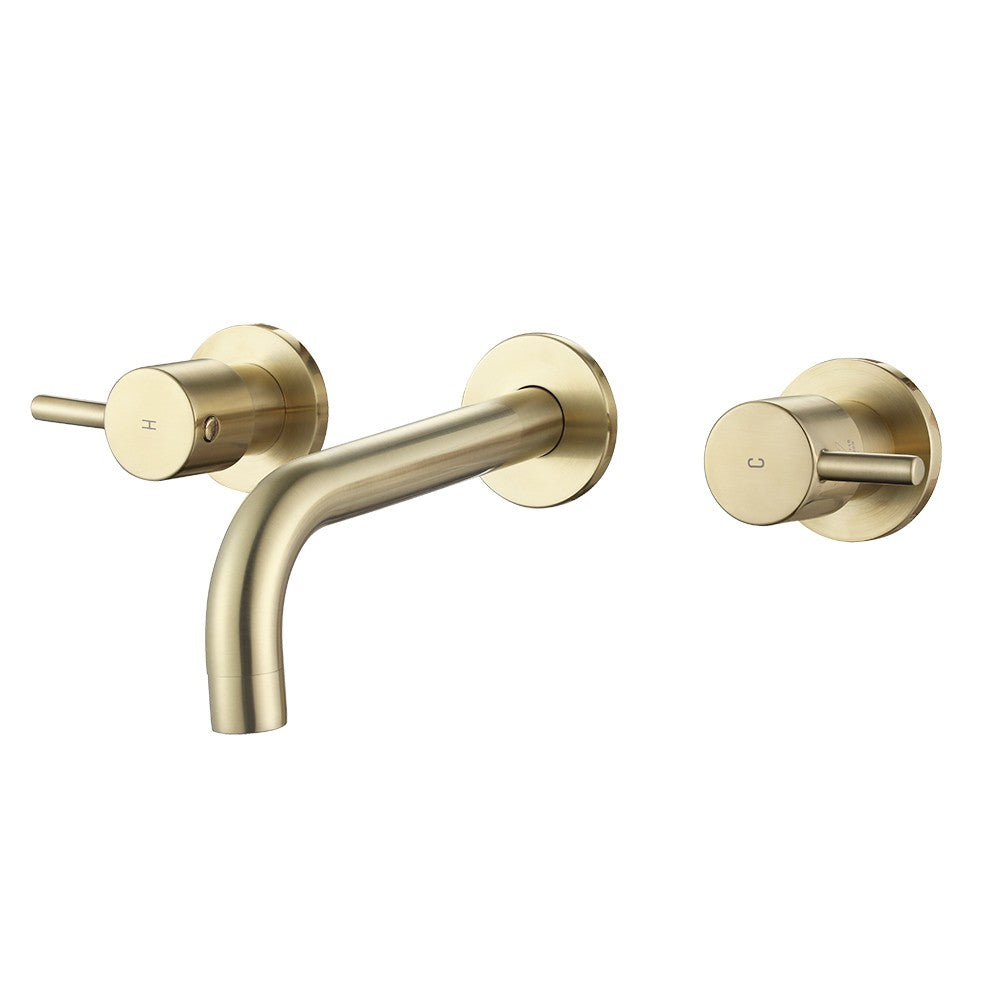 Decaura Bath Water Spout with Mixer Wall mount Brushed Gold Bathroom Brass Basin