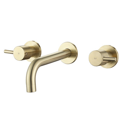 Decaura Bath Water Spout with Mixer Wall mount Brushed Gold Bathroom Brass Basin