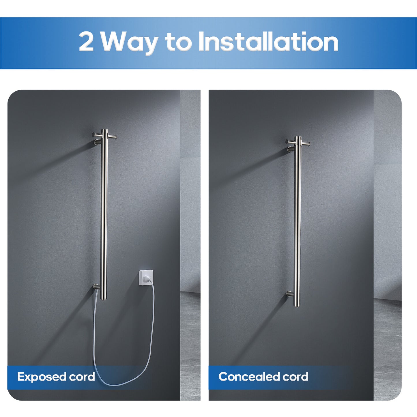 Decaura Heated Towel Rail Rack 304 Stainless Steel Freestanding/Wall Mounted
