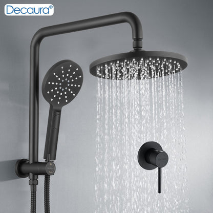 Decaura Rain Shower Head Set 9" Round 2 in 1 Gooseneck Tapware Mixer Taps Black