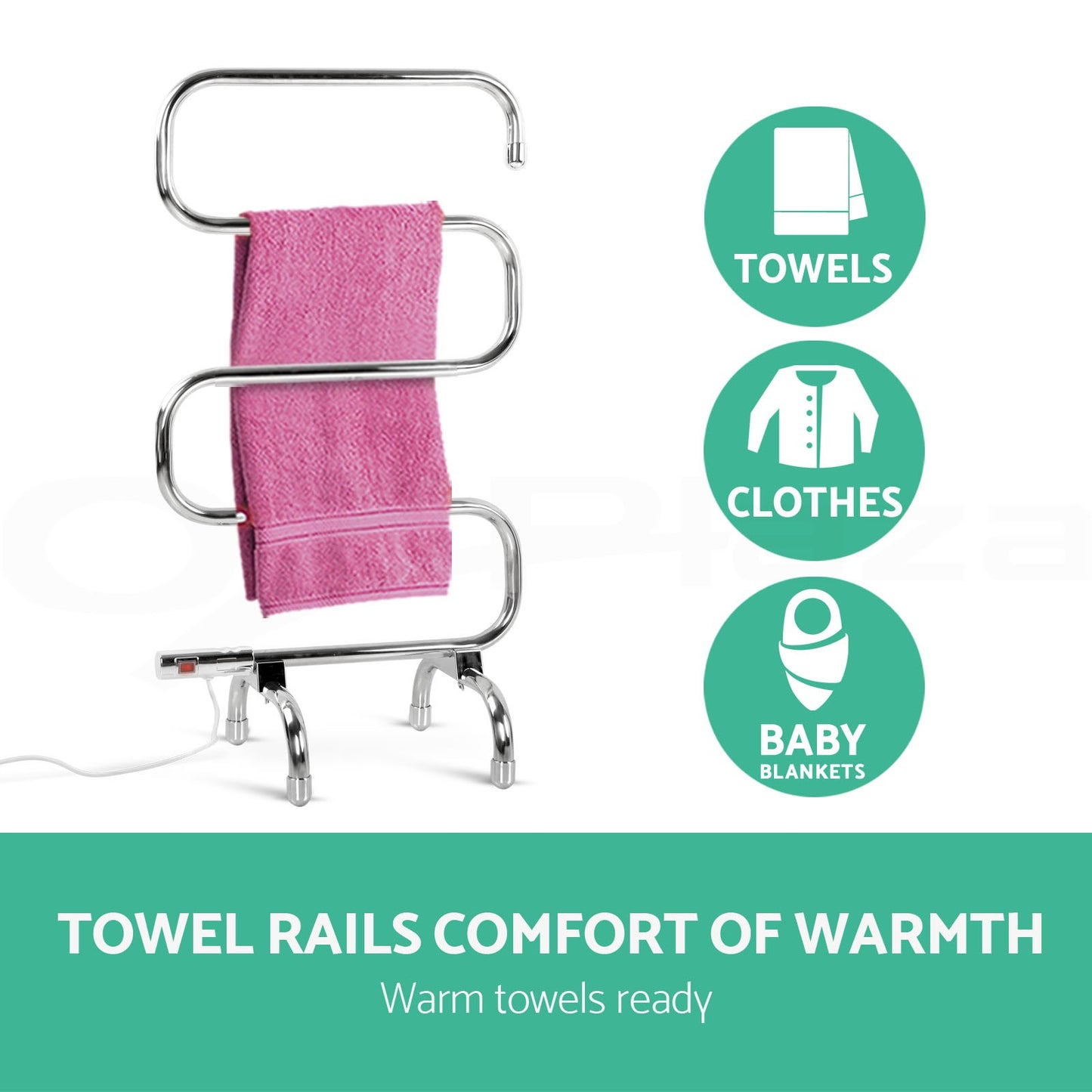 Devanti Electric Heated Towel Rail Rack Rails Stainless Freestanding Shelf