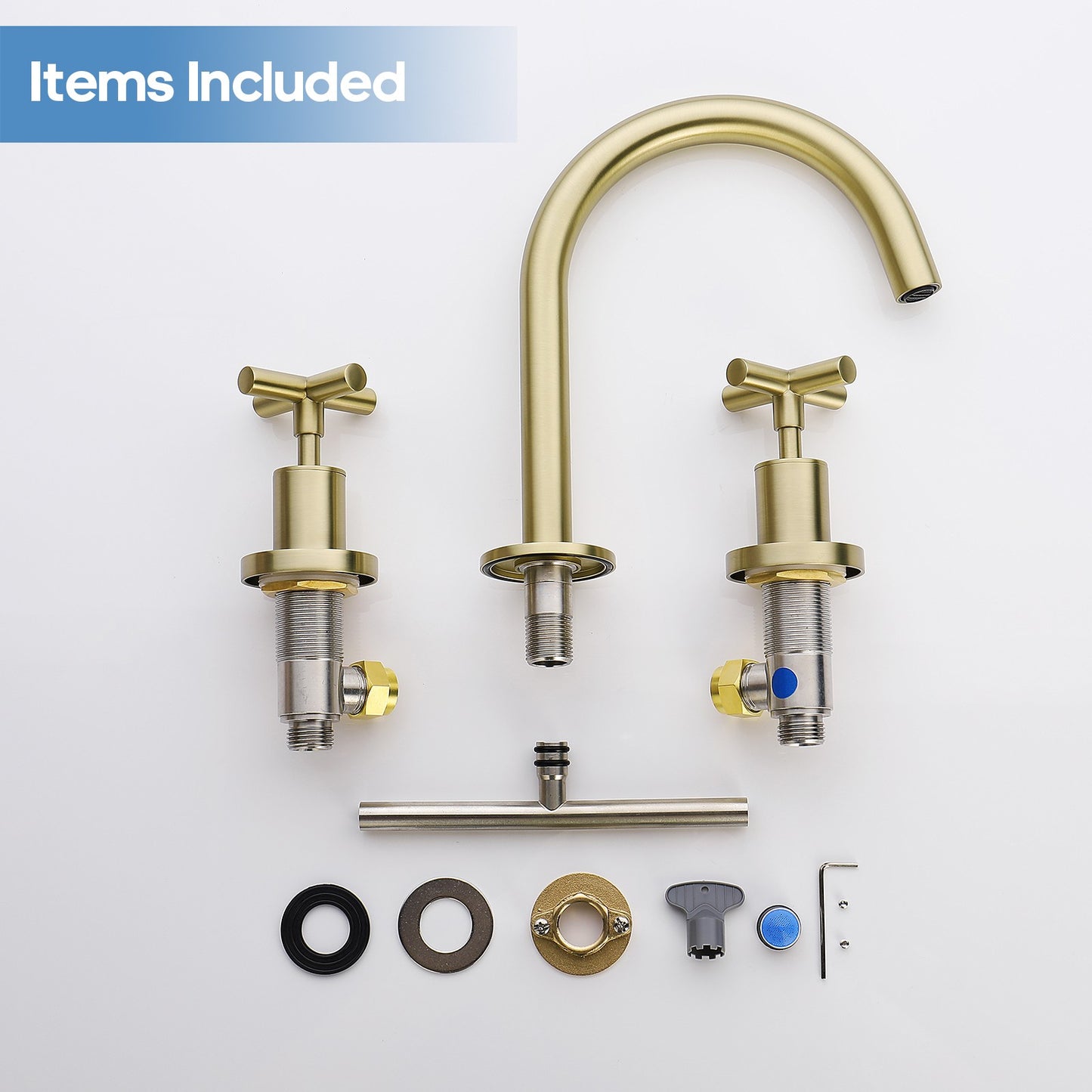 Decaura Basin Tap Set 1/4 Turn Swivel Spout Deck Mounted Gold/Black/Silver