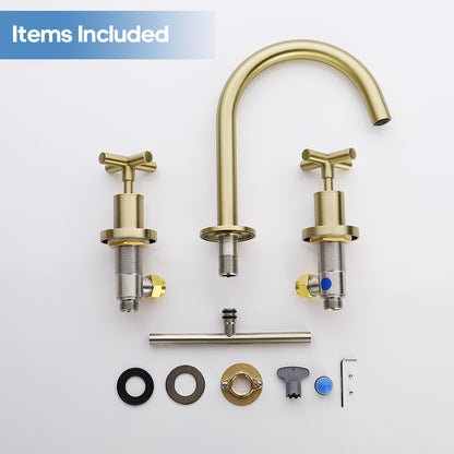 Decaura Basin Tap Set 1/4 Turn Swivel Spout Deck Mounted Gold/Black/Silver
