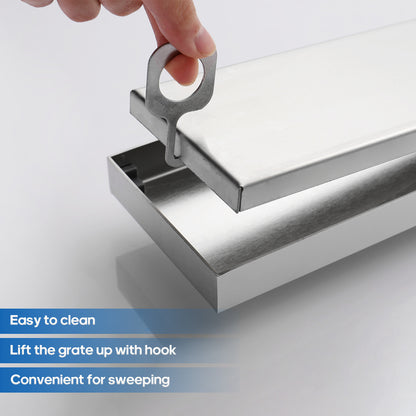Decaura Shower Grate Drain 900mm Floor Waste Stainless Steel 80mm Outlet Brushed