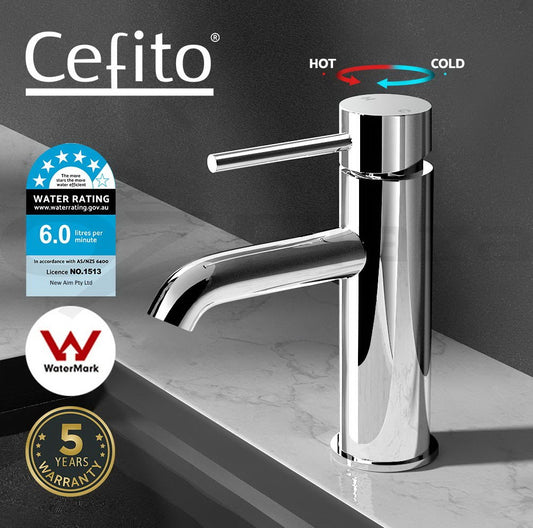 Cefito Basin Mixer Tap Bathroom Taps Laundry Faucet Sink Swivel Silver