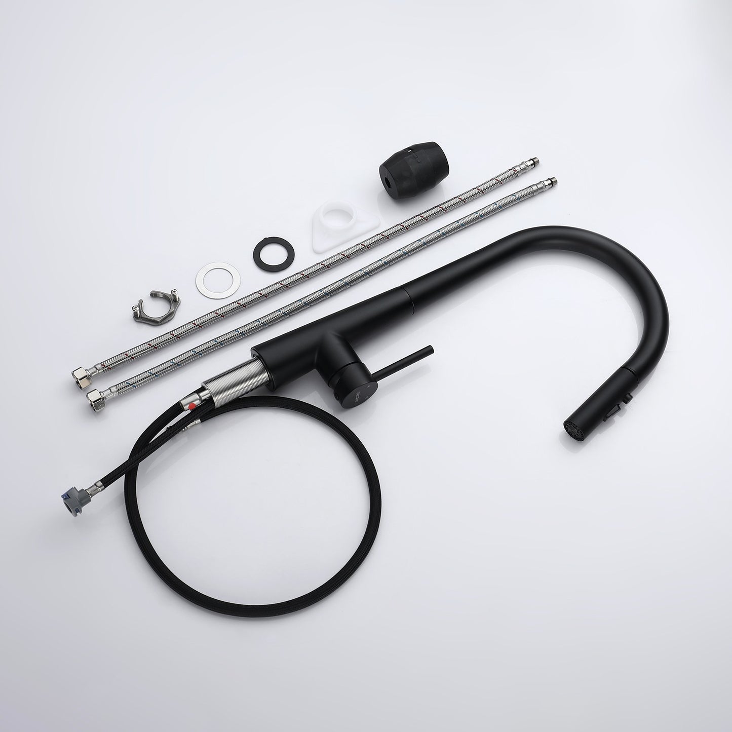 Decaura Kitchen Tap Black Pull Out 3-Mode Spray Head Gooseneck Swivel Arm Luxury