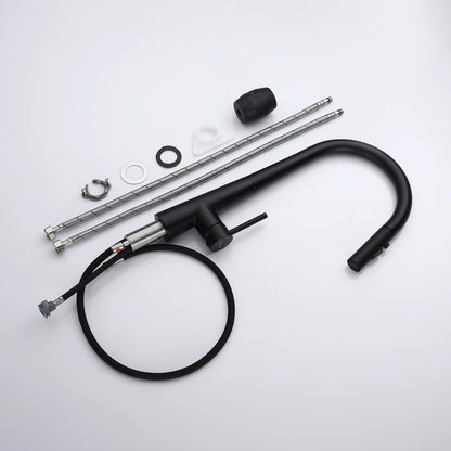Decaura Kitchen Tap Black Pull Out 3-Mode Spray Head Gooseneck Swivel Arm Luxury