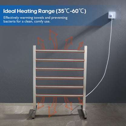 Decaura Freestanding Heated Towel Rail Racks 304 Stainless Steel 6 Rungs Brushed
