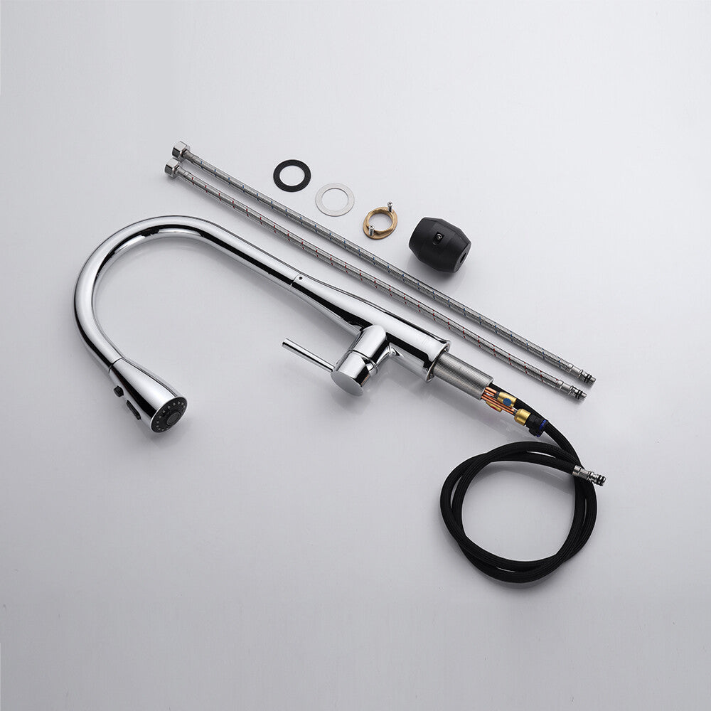 Decaura Tall Kitchen Tap Sink Mixer Laundry Faucet Pull Out Chrome 3-Mode Spray