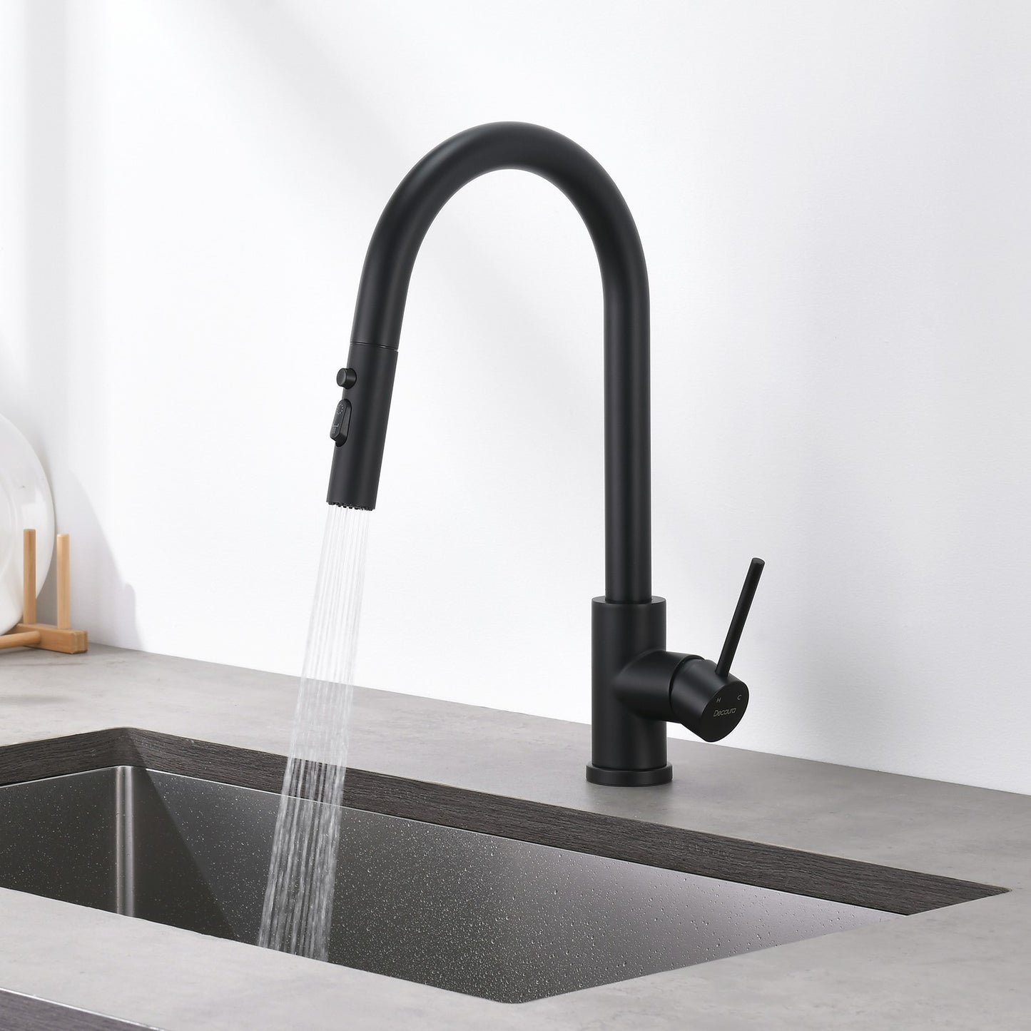Decaura Kitchen Mixer Tap Pull Out Black 3-Mode Spray Head Sink Faucet Swivel