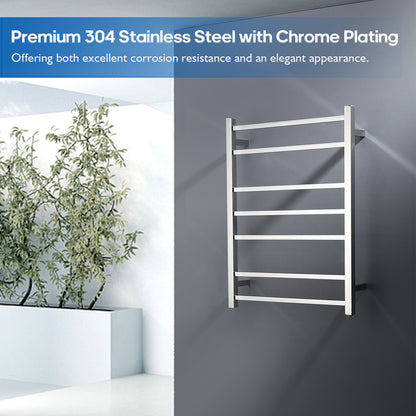Decaura Wall Mounted Heated Towel Rail 7 Bars 304 Stainless Steel Round/Square