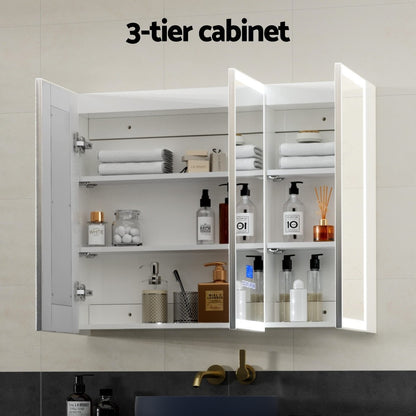 Bathroom Mirror Cabinet LED Light 900x720mm Medicine Wall Storage