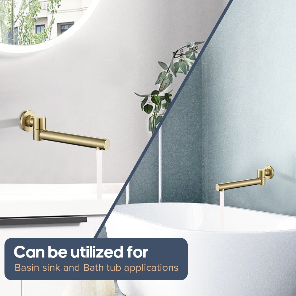 Decaura Bath Basin Water Spout Spouts Brushed Gold 180° Swivel Bathtub Bathroom