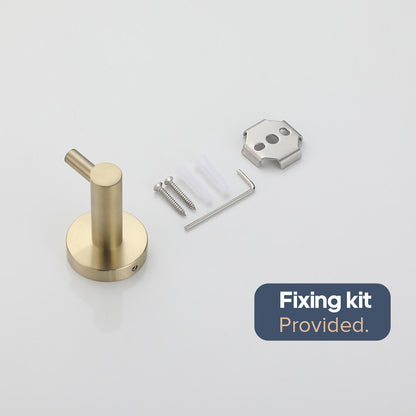 Brushed Gold Set Toilet Paper Holder Towel Rail Rack Shelf Robe Hooks Bathroom