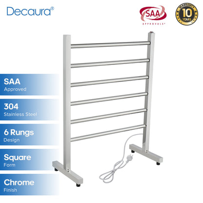 Decaura Heated Towel Rail Rack 304 Stainless Steel Freestanding/Wall Mounted
