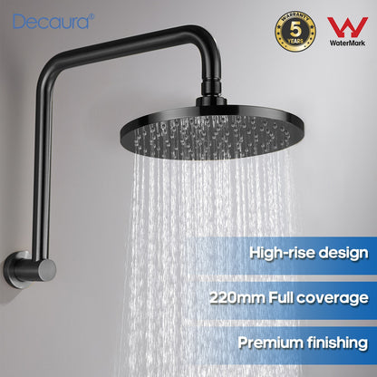 Decaura 10" Rain Shower Head and Brass Gooseneck Shower Arm Set Brushed Gunmetal