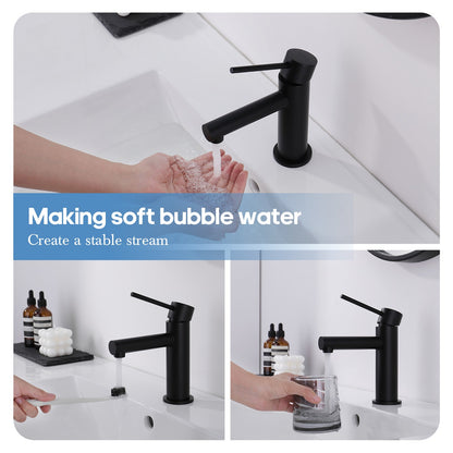 Decaura small Bathroom Basin Mixer Tap Black Stainless Steel Lead Free