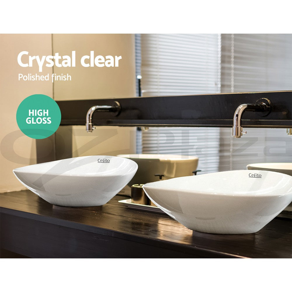 Cefito Bathroom Basin Vanity Sink Ceramic Above Counter Hand Wash Bowl Oval