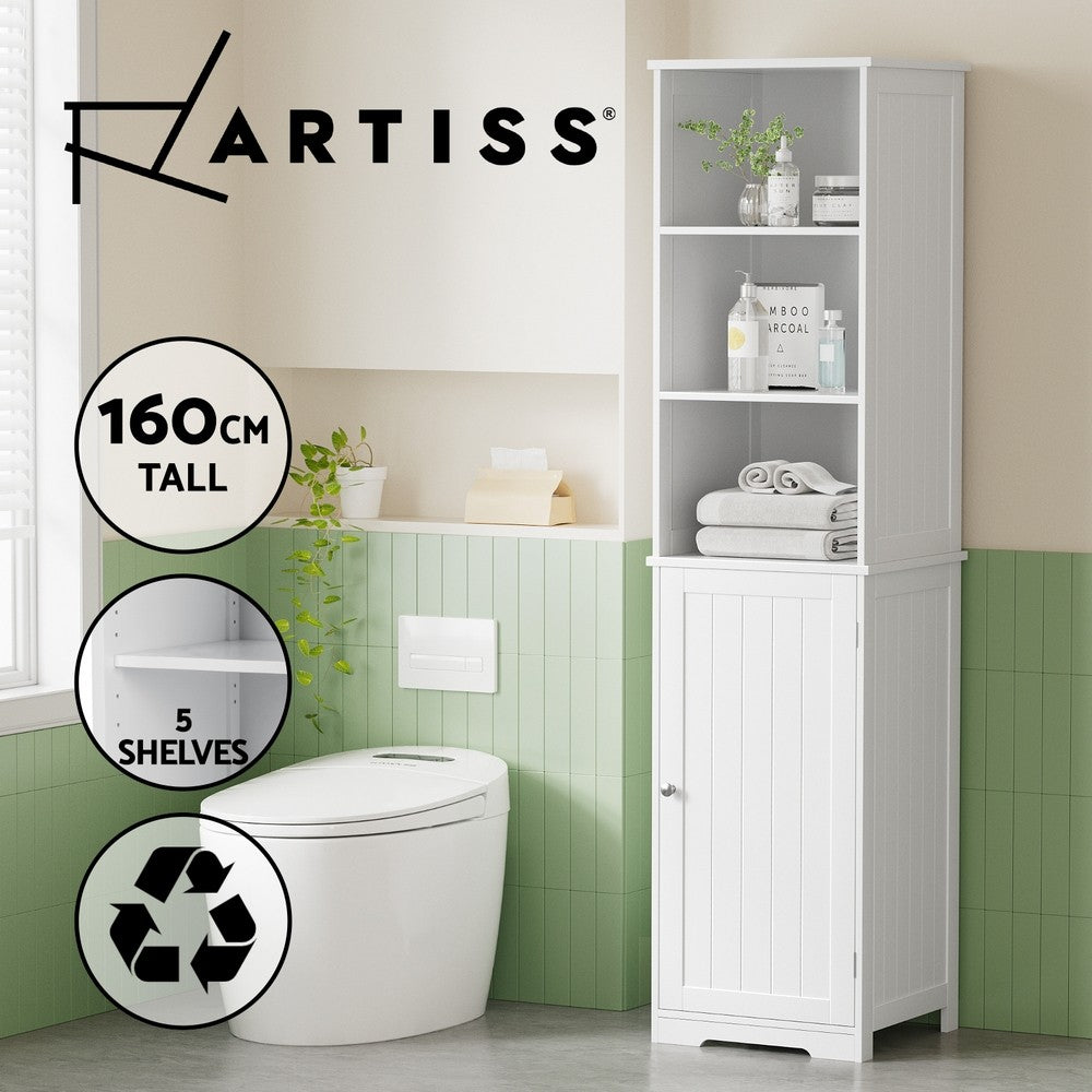 Artiss Bathroom Cabinet Storage 160cm White Tallboy Toilet Laundry Cupboard