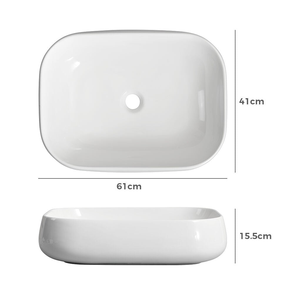 Simplus Bathroom Basin Vanity Sink Ceramic Above Counter Hand Wash 61cm x 41cm