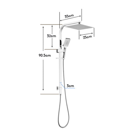Decaura Square 10" Rain Shower Head Rail Set Dual 2 in 1 Gooseneck Arm Chrome