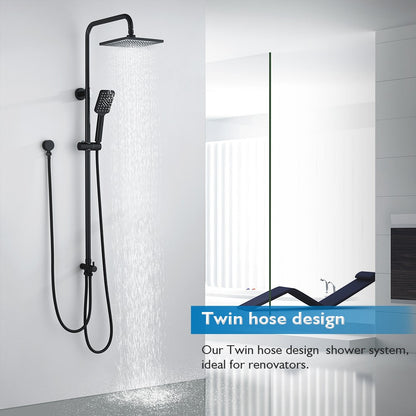 Decaura Square Shower Head Set  Black/Chrome Separate Water Inlet Wall Tapware