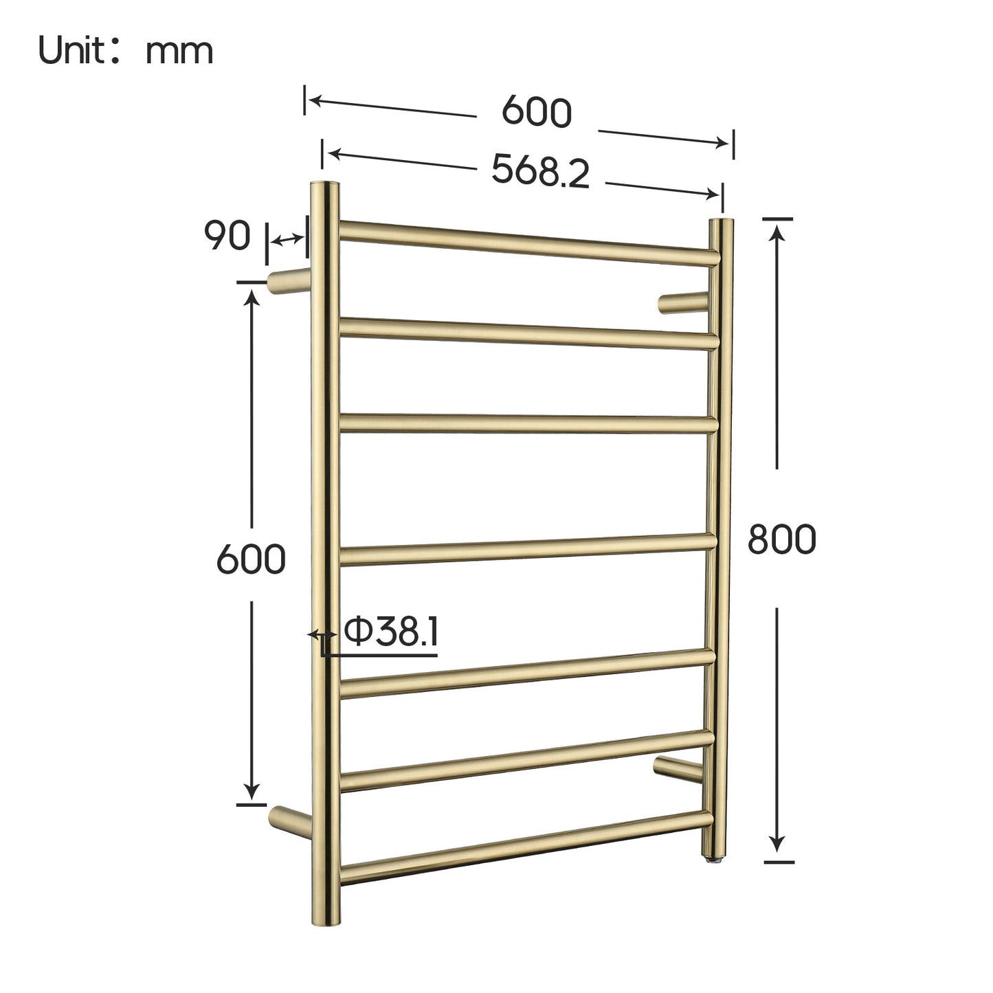 Decaura Heated Towel Rail Rack 304 Stainless Steel Freestanding/Wall Mounted