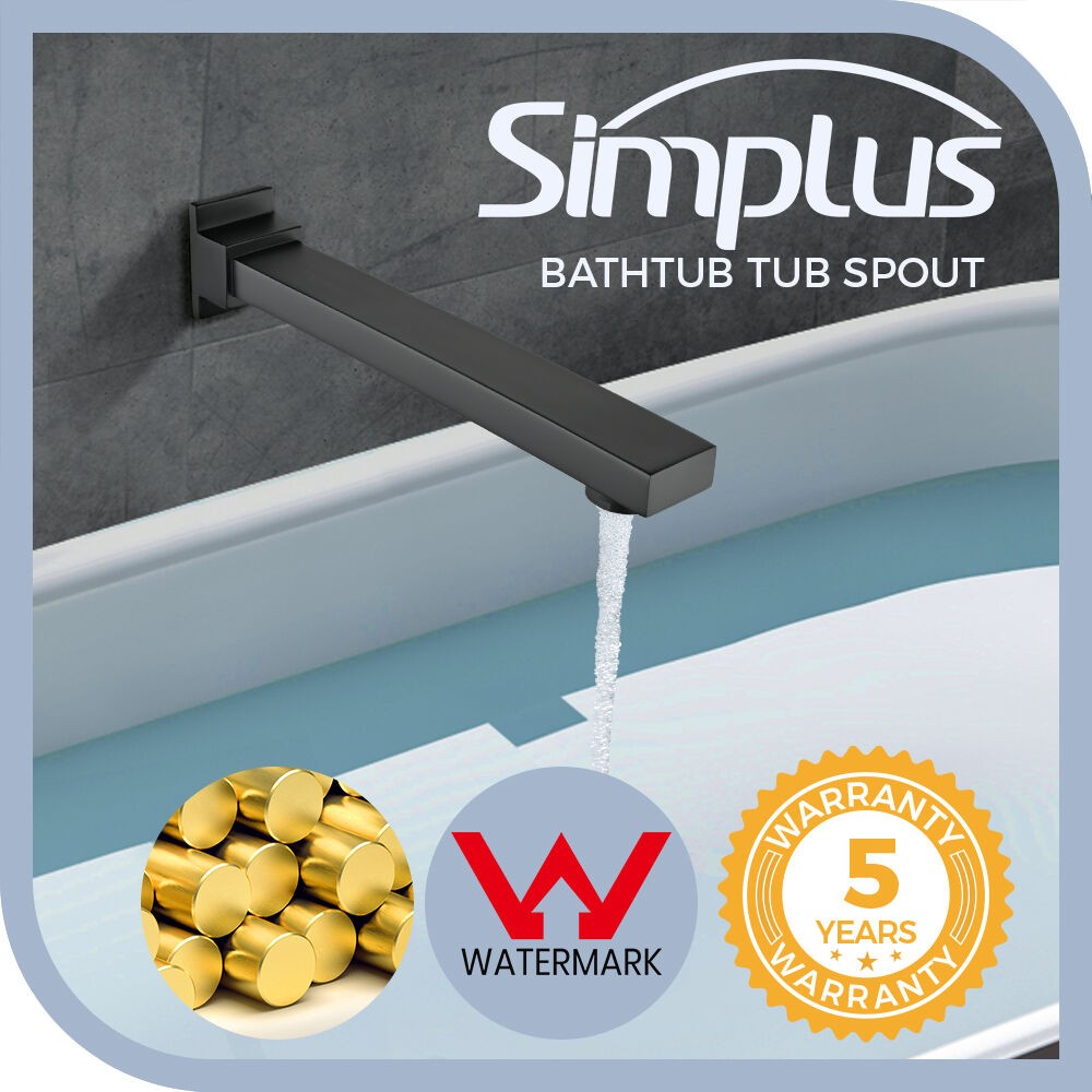 Simpuls Square Bath Spout Brass Basin Water Bathtub Shower Mixer Taps Black
