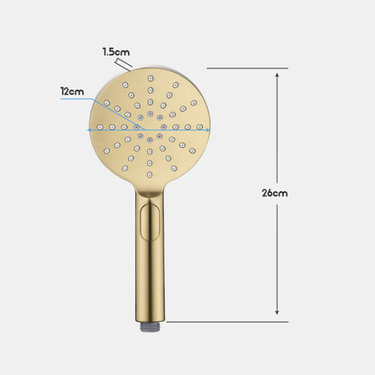 Decaura Hand Held Shower Head with 3-Mode Spray Brushed Gold Round Bathroom