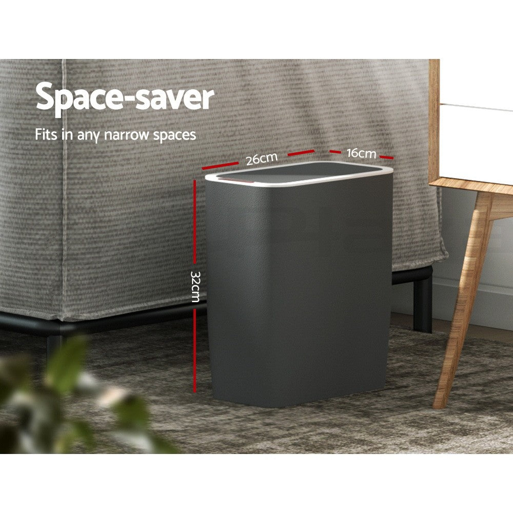 Devanti 9L Motion Sensor Bin Rubbish Automatic Trash Can Kitchen Ash Black