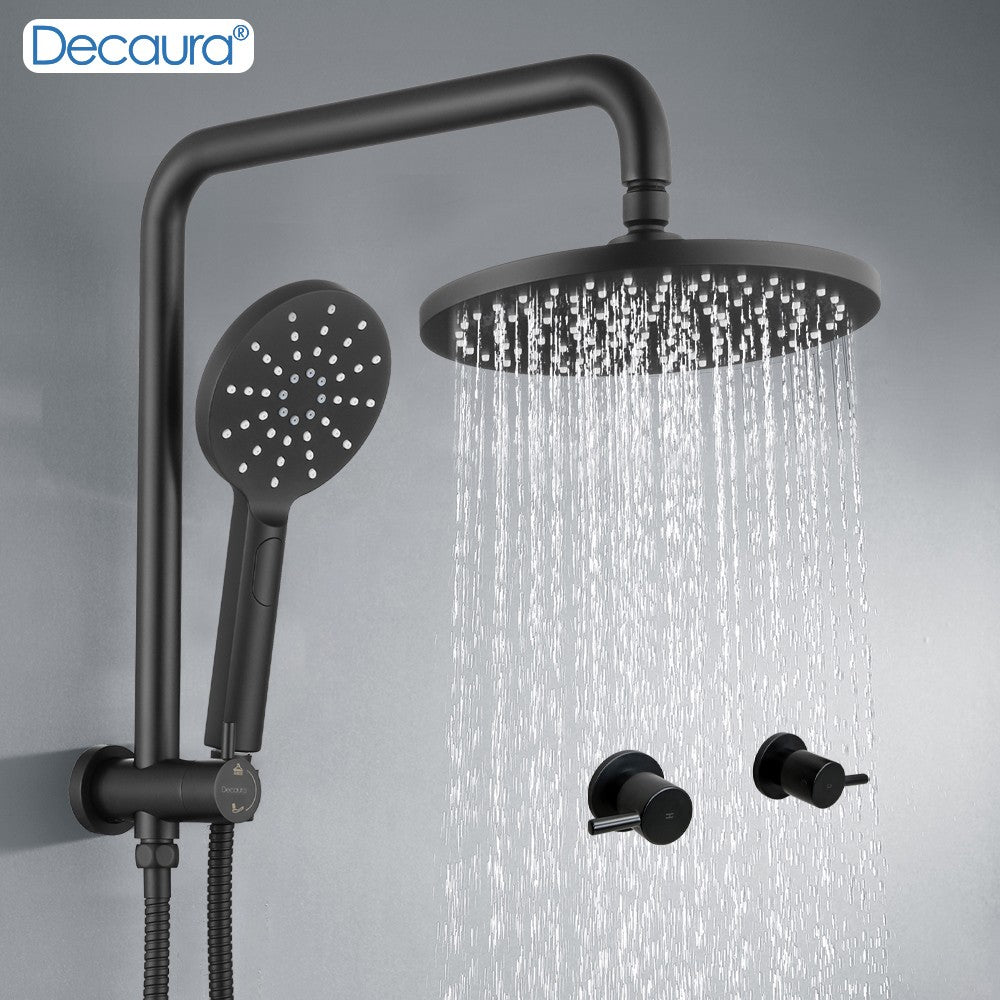 Decaura Rain Shower Head Set 9" Round 2 in 1 Gooseneck Tapware Mixer Taps Black
