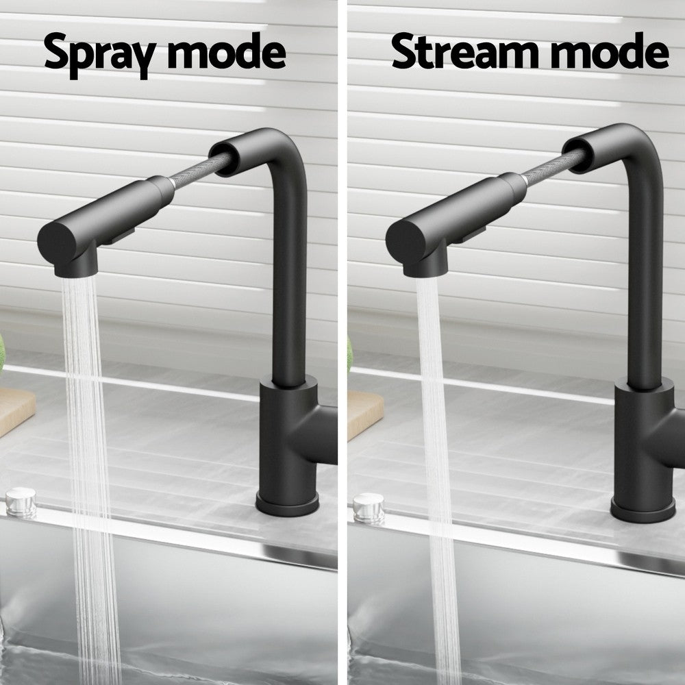 Cefito Kitchen Mixer Tap Pull Out Rectangle 2 Mode Sink Basin Faucet WELS Black