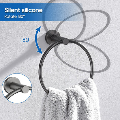 Decaura Bath Round SS304 Hand Towel Ring Rack Rail Holder Hanger Wall Mounted