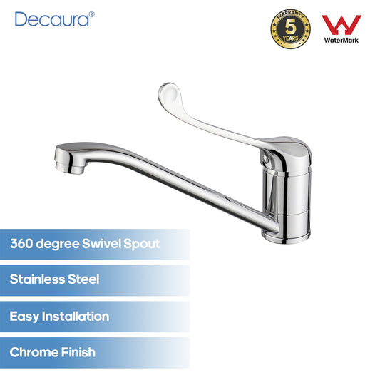 Decaura Kitchen Sink Laundry Mixer Tap Chrome Swivel Spout Stainless Steel