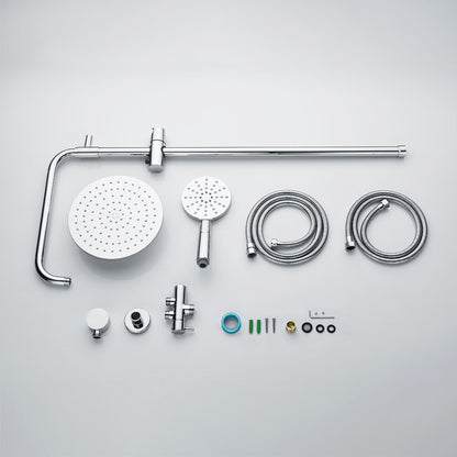 WELS 9" Rain Shower Head Set Separate Water Inlet Elbow Chrome Round Rail