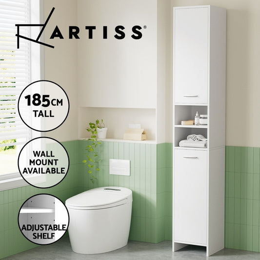 Artiss Bathroom Cabinet Storage 185cm White Tallboy Furniture Toilet Cupboard