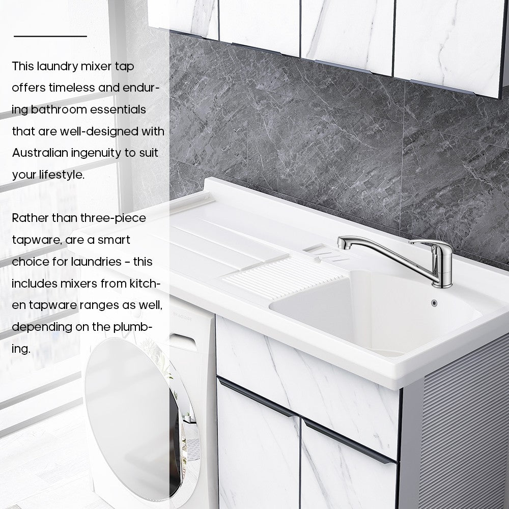 Decaura Laundry Mixer Tap Chrome Kitchen Sink Mixer Tap has swivel long Arm
